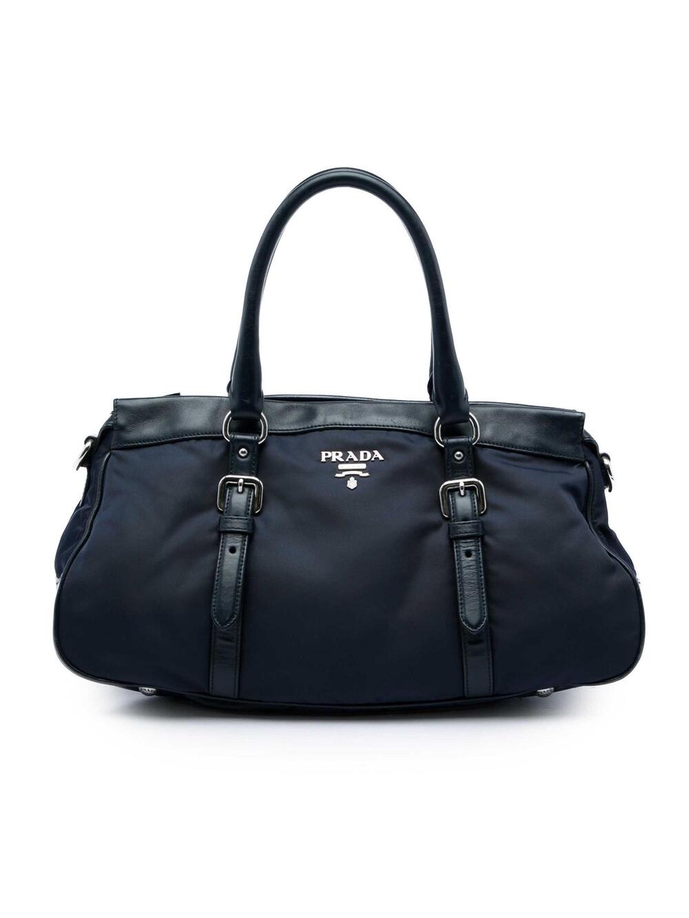 Prada Soft Calf Trimmed Tessuto Zip Top #369104P65B